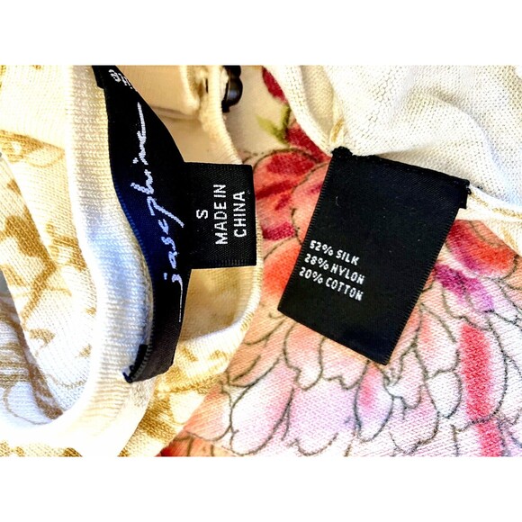 JOSEPHINE sz PS SILK COTTON Knit Floral Rose Buttons Cardigan Sweater Top Petite - Picture 3 of 5